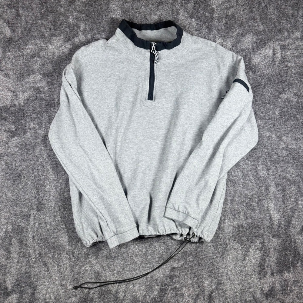 Carbon 2 Cobalt Mens Large Gray Ribbed Quarter Zip Pullover Sleeve Pocket L